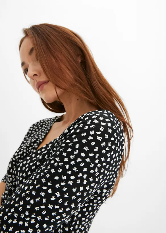 M&oslash;nstret jerseykjole med drapering, bonprix