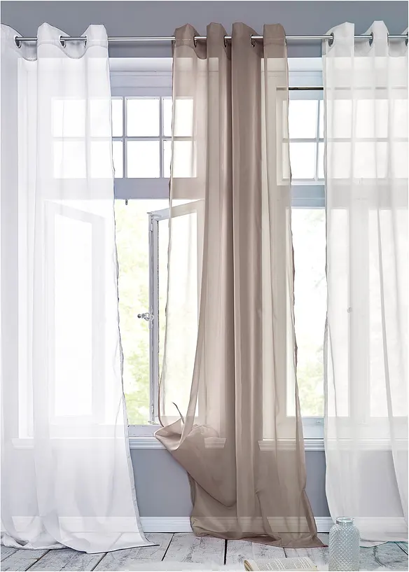 Ensfarget gardin av lett voile (1-pack), bonprix