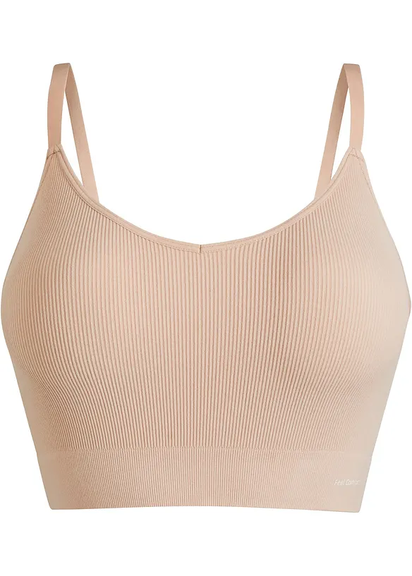 Feel Comfort Seamless-BH-topp i ribbemateriale, bonprix