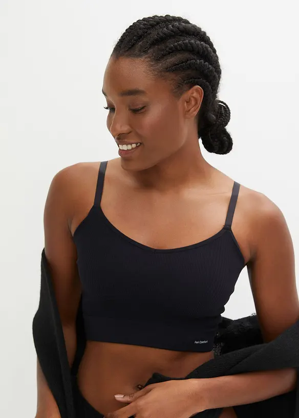 Feel Comfort Seamless-BH-topp i ribbemateriale, bonprix