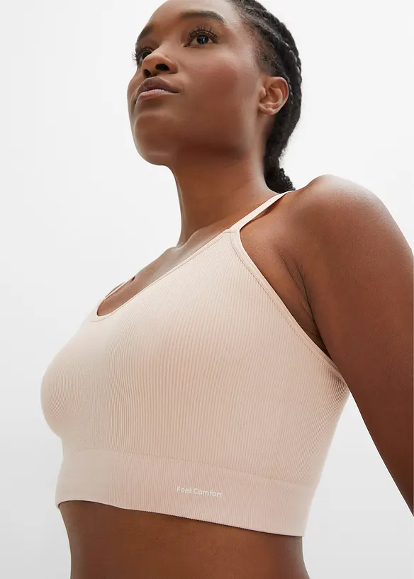 Feel Comfort Seamless-BH-topp i ribbemateriale, bonprix