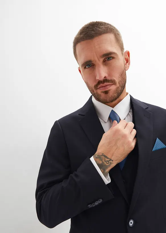 Dress med vest og slips (4-delt sett), Slim Fit, bonprix