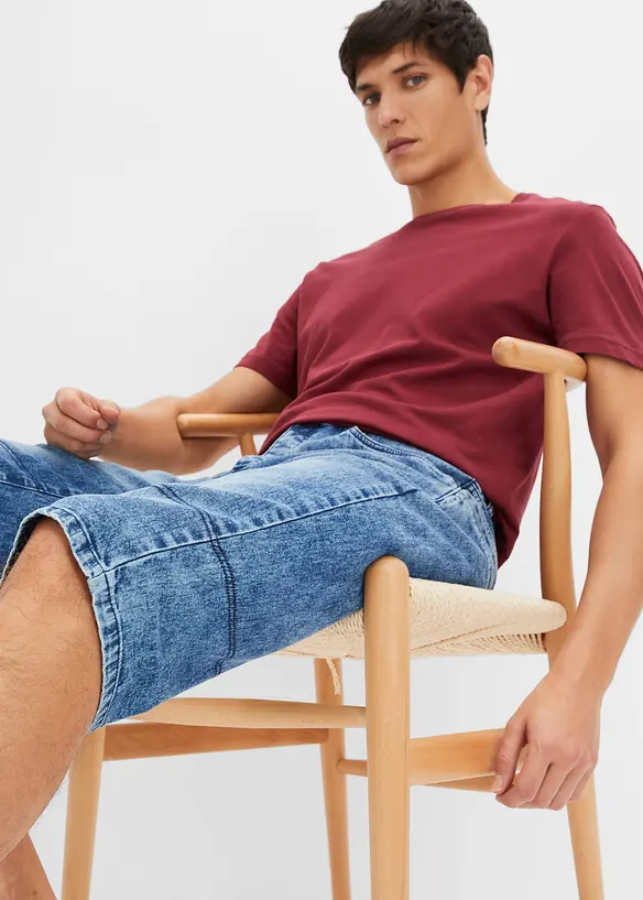 Lang bermudashorts i lett denim med stretch, Regular Fit, bonprix