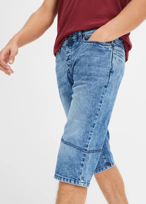 Lang bermudashorts i lett denim med stretch, Regular Fit, bonprix