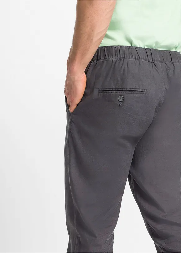 Regular Fit slip on-bukse med linandel, Straight, bonprix