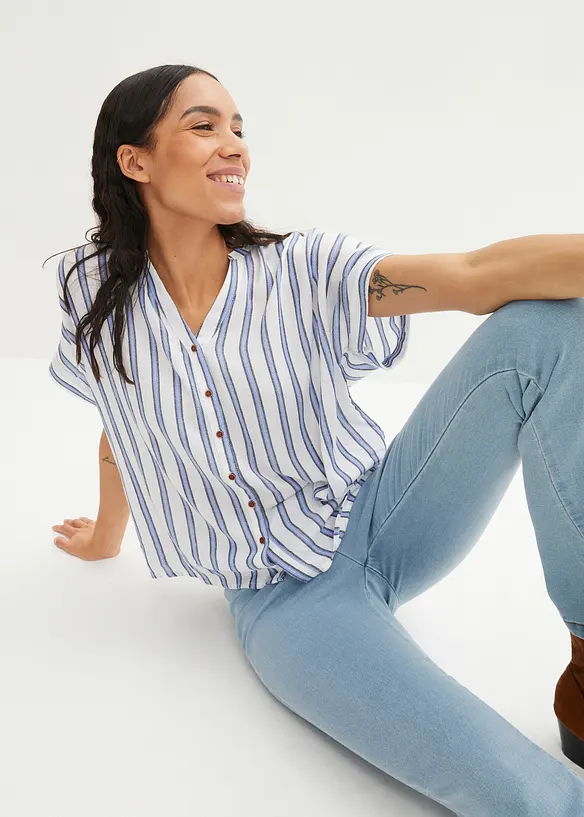 Crinkle bluse i lett viskose, bonprix