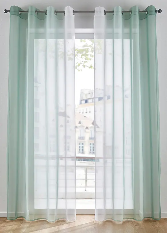 Gardiner i lett voile, f&aring;s ogs&aring; i ekstra lang (2-pack), bonprix