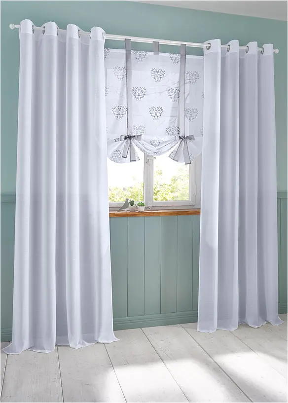 Roll-up gardin med hjerte-trykk og resirkulert polyester, bonprix
