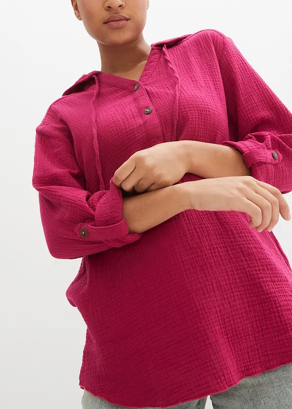 Musselinbluse i ren bomull, bonprix