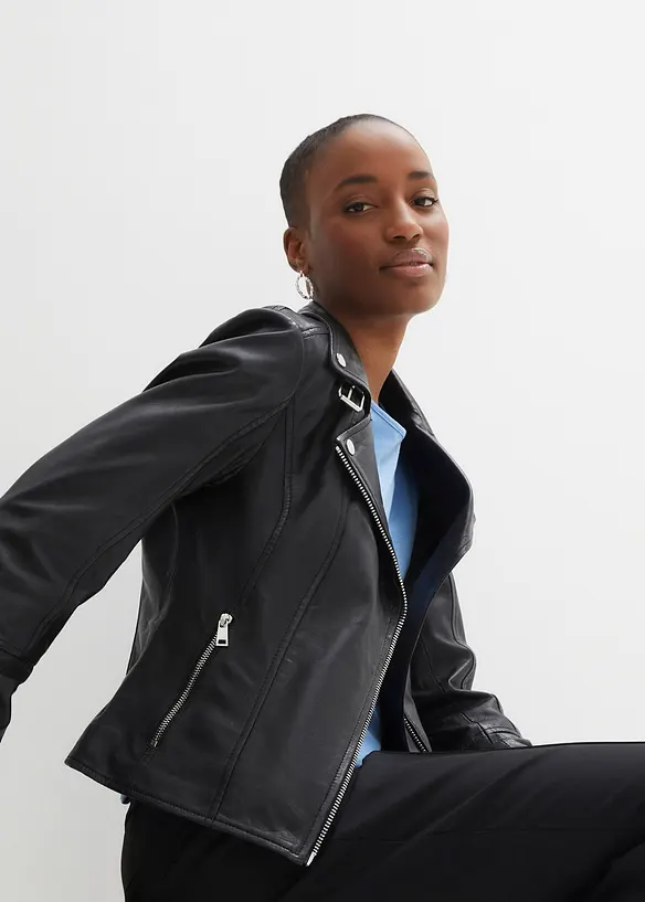 Bikerjakke i nappaskinn, bonprix