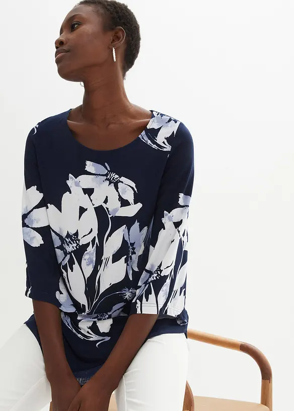 Trikot-tunika med blomsterm&oslash;nster, bonprix