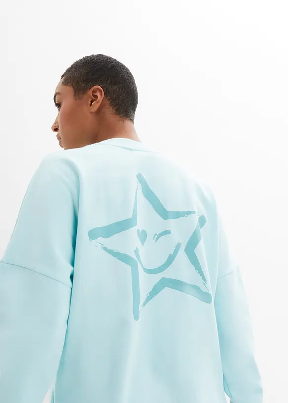 Oversized sweatshirt med fargerike ermekanter, bonprix