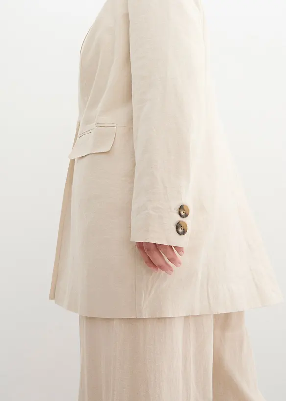 Lang blazer i lin- og viskosemiks, bonprix