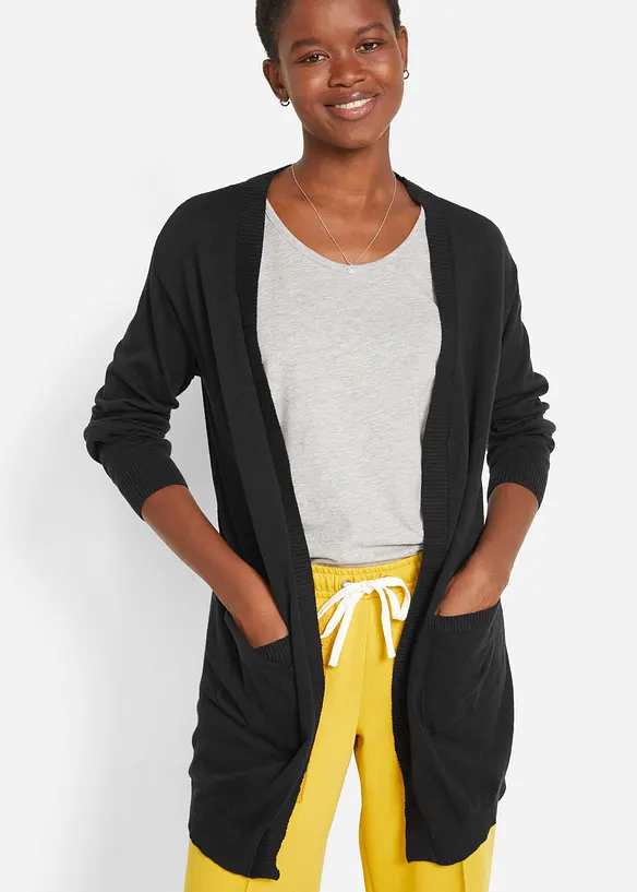 Finstrikket cardigan i bomull, bonprix