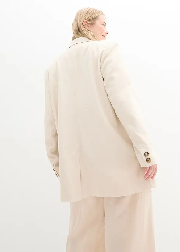 Lang blazer i lin- og viskosemiks, bonprix