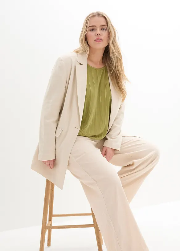 Lang blazer i lin- og viskosemiks, bonprix