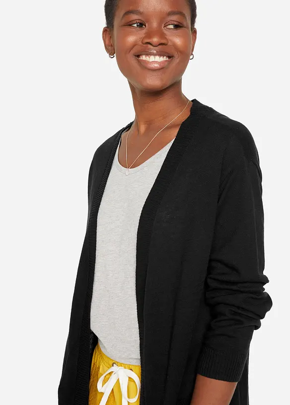 Finstrikket cardigan i bomull, bonprix