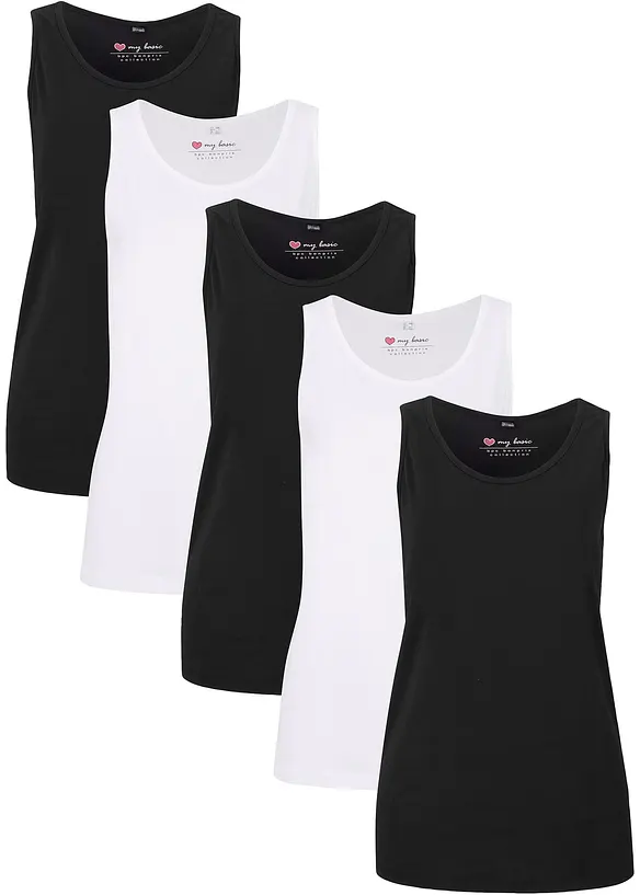 Lang topp i 100% bomull (5-pack), bonprix