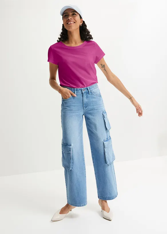 Topp med rund hals (5-pack), bonprix