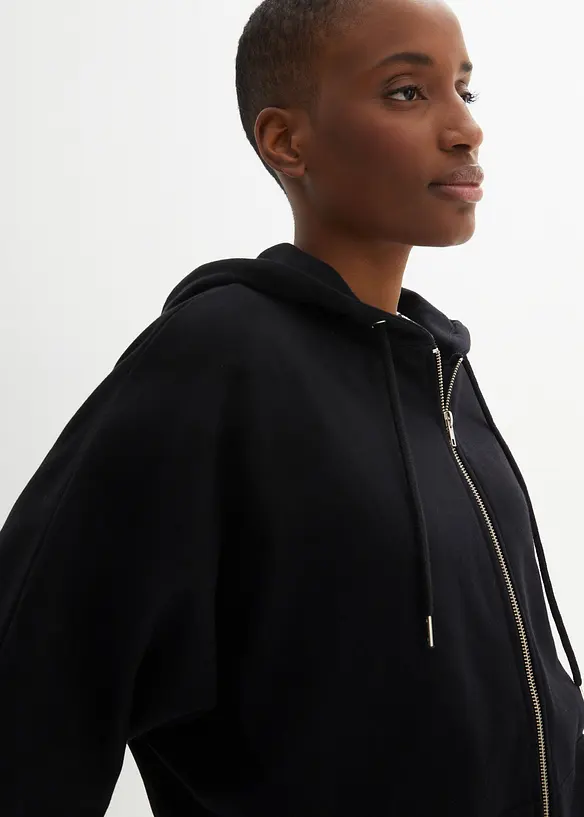 Sweatjakke-cape av b&aelig;rekraftig bomull, bonprix