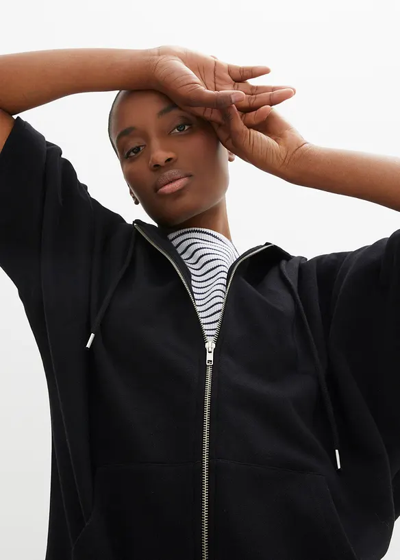 Sweatjakke-cape av b&aelig;rekraftig bomull, bonprix