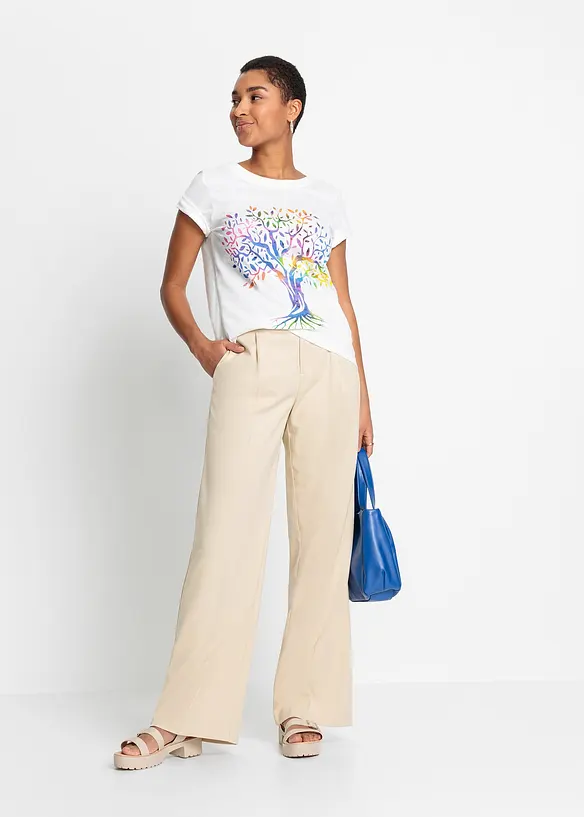 T-skjorte med print, av &oslash;kologisk bomull, bonprix