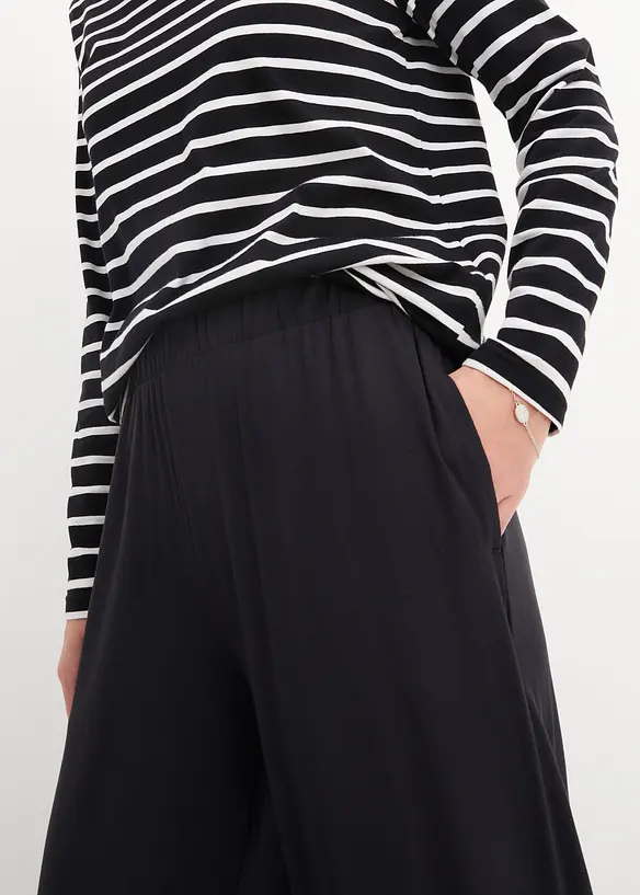 Ankellang bukse i trikot, High Waist (2-pack), bonprix