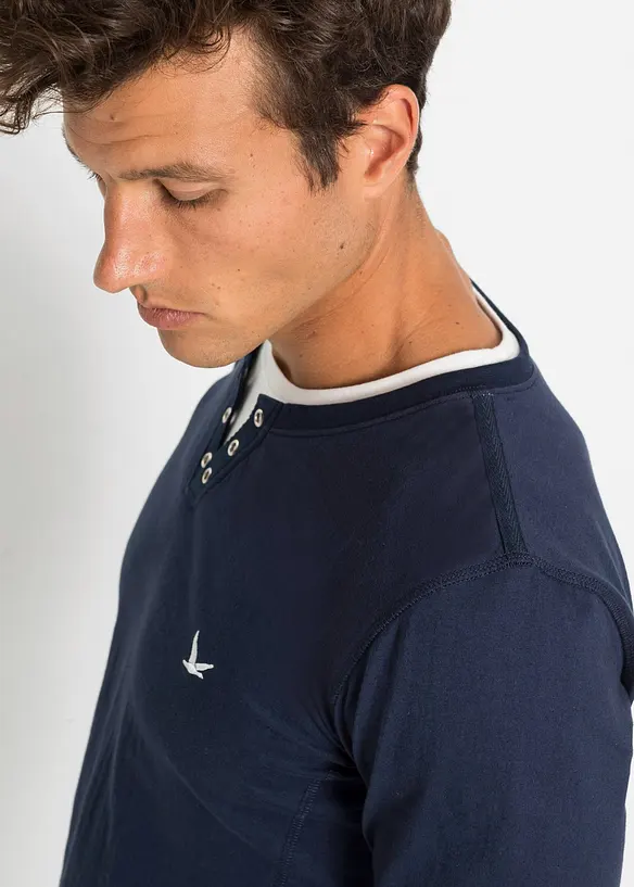 Langermet topp med innfelling på kantene (2-pack), bonprix