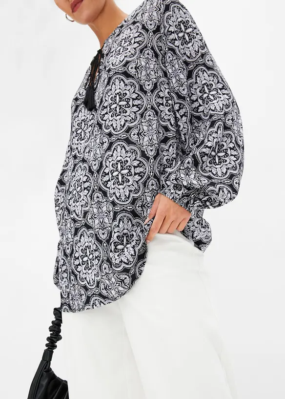 Bluse i strukturert viskose, bonprix