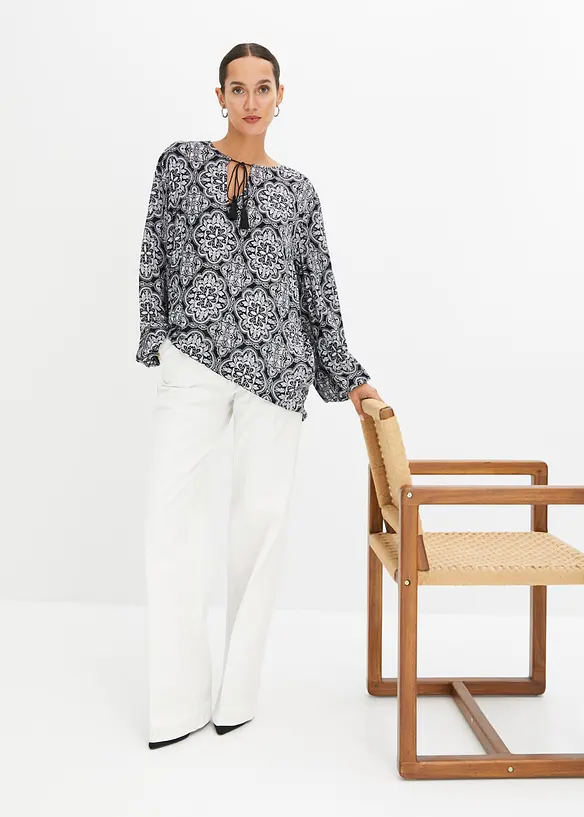 Bluse i strukturert viskose, bonprix