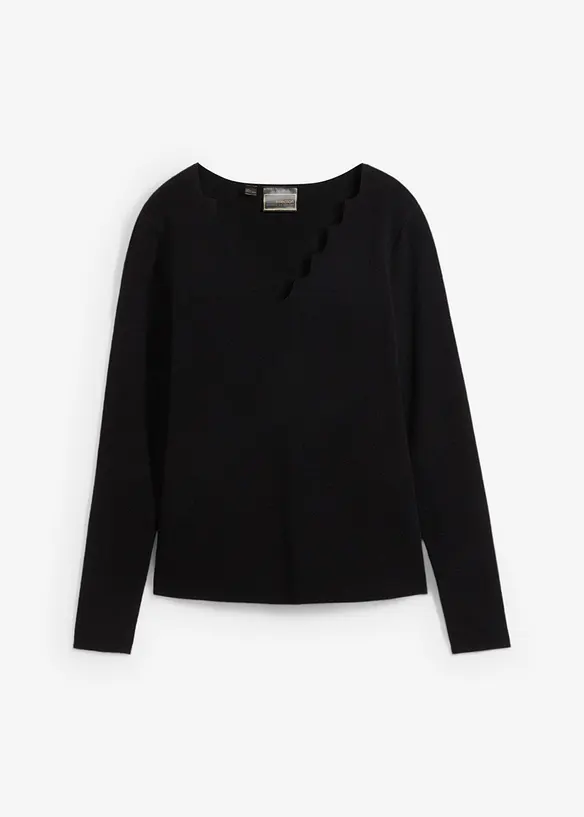 Finstrikket genser i myk viskosemiks, bonprix