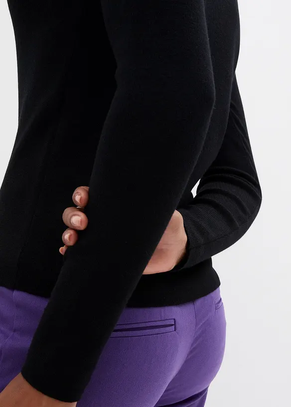 Finstrikket genser i myk viskosemiks, bonprix