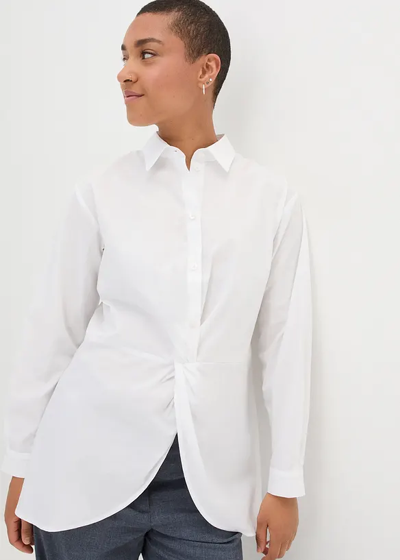 Lang bluse av poplin med forlenget bakstykke, bonprix