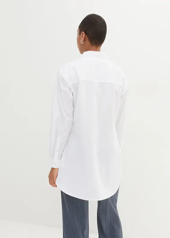 Lang bluse av poplin med forlenget bakstykke, bonprix