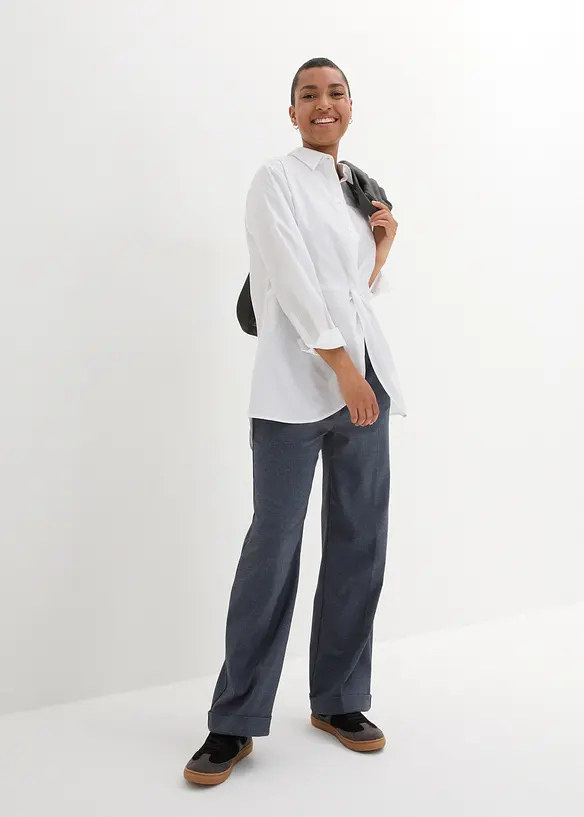 Lang bluse av poplin med forlenget bakstykke, bonprix