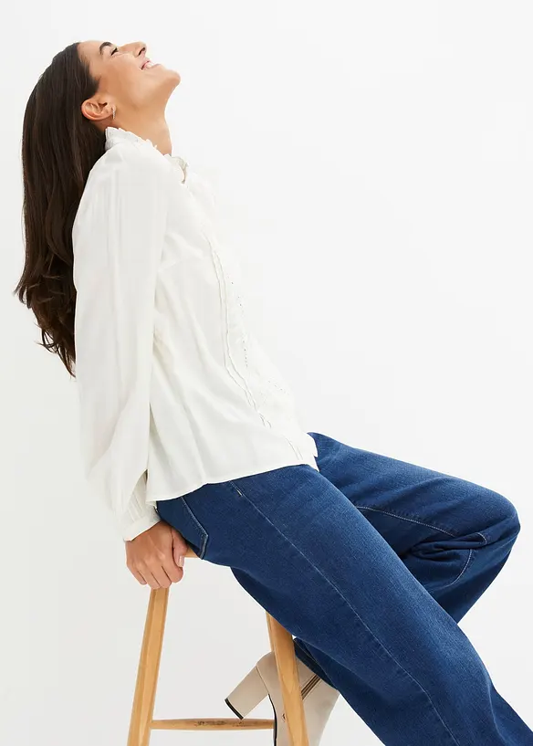 Bluse med hullbroderi, bonprix