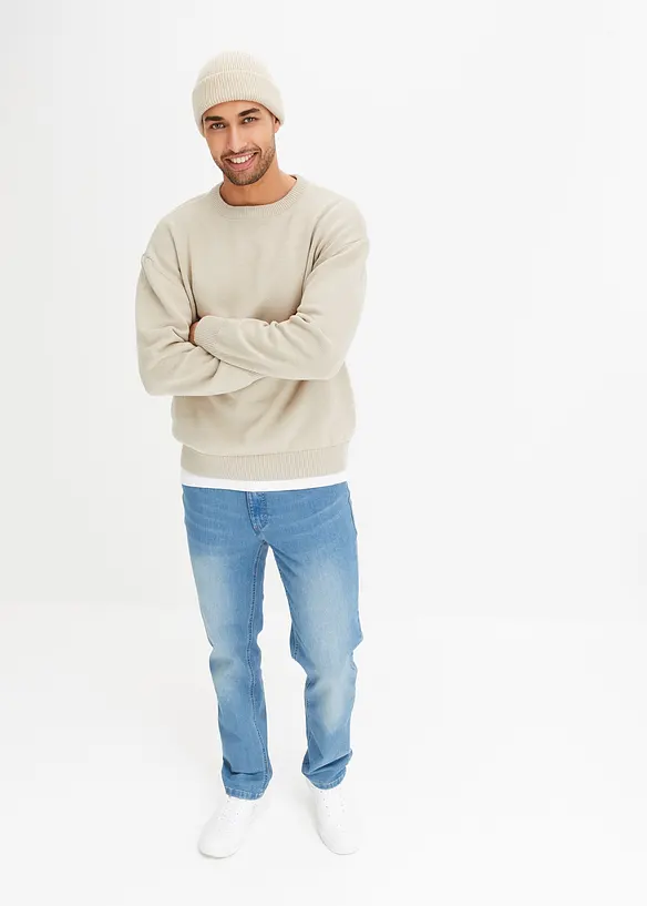 Genser med bomull og rund hals, Loose Fit, bonprix