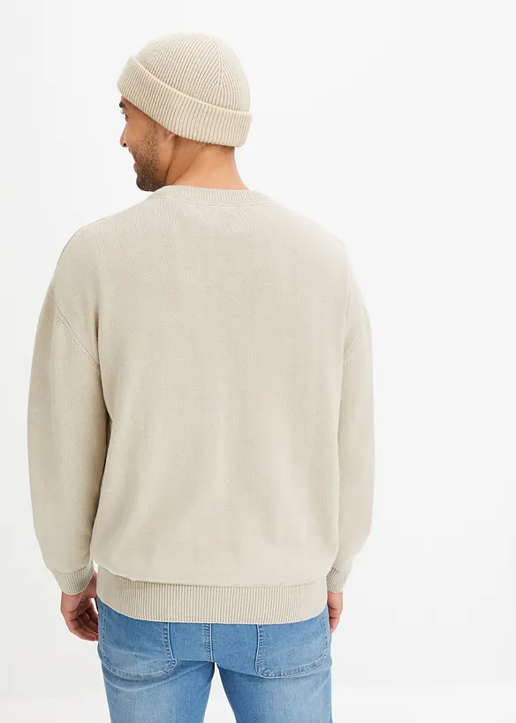 Genser med bomull og rund hals, Loose Fit, bonprix