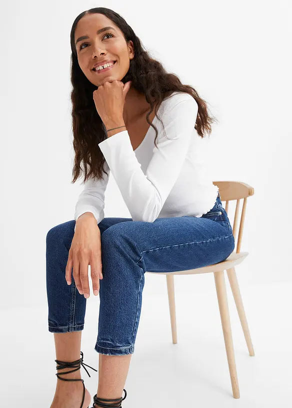 Mom-jeans High Waist, Low Stretch, cropped, bonprix