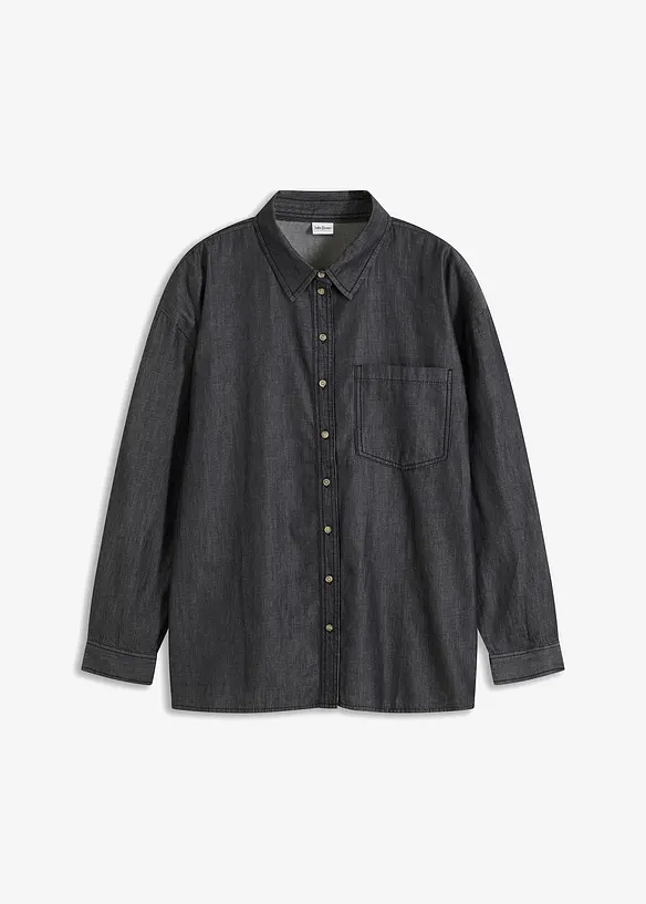 Oversized jeansskjorte av økologisk bomull, bonprix