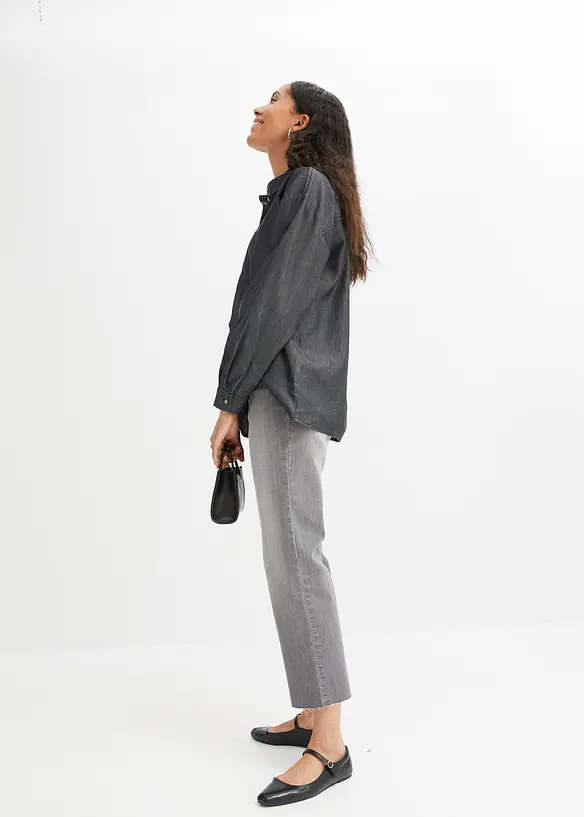 Oversized jeansskjorte av økologisk bomull, bonprix