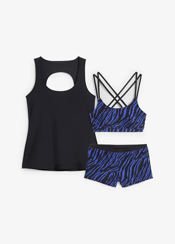 Tankini (3-delt sett) med bustier-bikinioverdel, bonprix