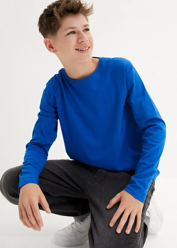 Langermet topp med økologisk bomull (3-pack), bonprix