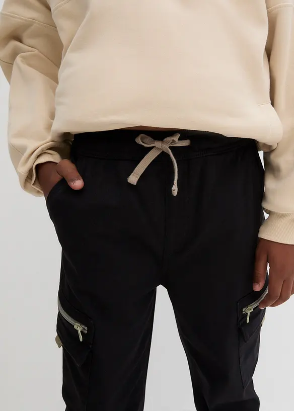 Regular Fit pull on-cargobukse i elastisk bomullsmiks, Straight, bonprix