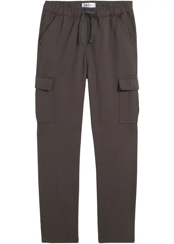 Loose Fit-pull on-cargobukse i 100% bomull, Straight, bonprix