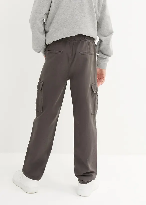 Loose Fit-pull on-cargobukse i 100% bomull, Straight, bonprix