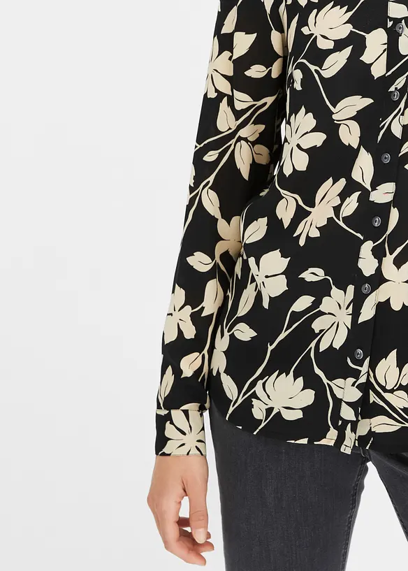 Chiffonbluse med print, bonprix