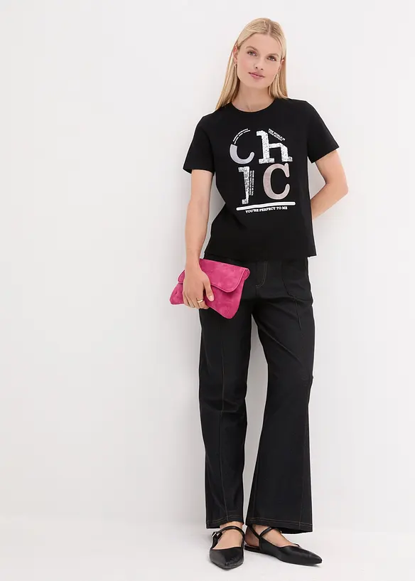 T-skjorte med glitterprint, bonprix