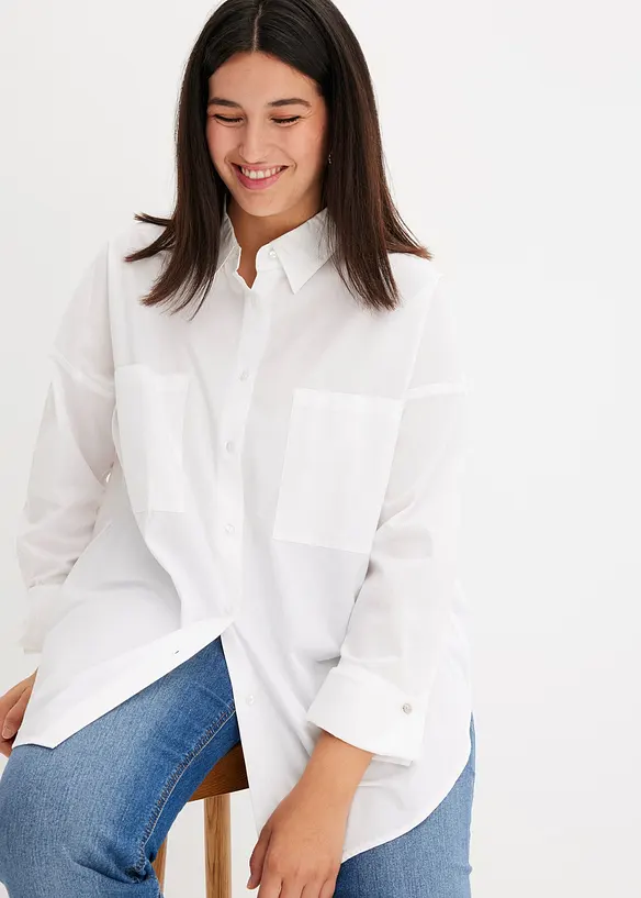 Oversized bluse av ren bomull, bonprix