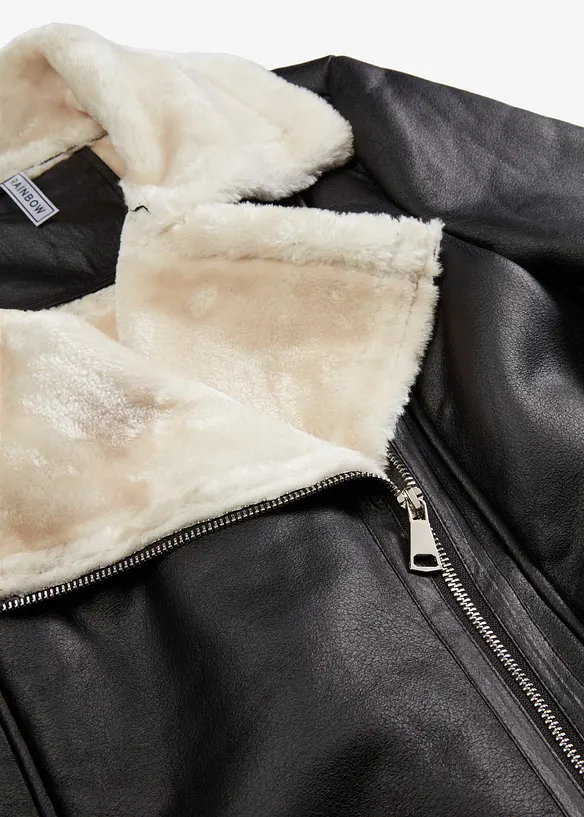 Bikerjakke i imitert lammeskinn, bonprix